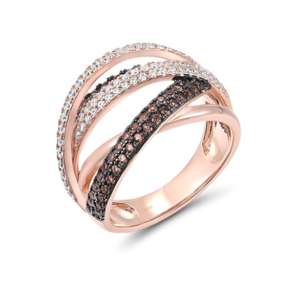 14k Chocolate Champagne Diamonds Wrap Ring - Picture 4 of 5